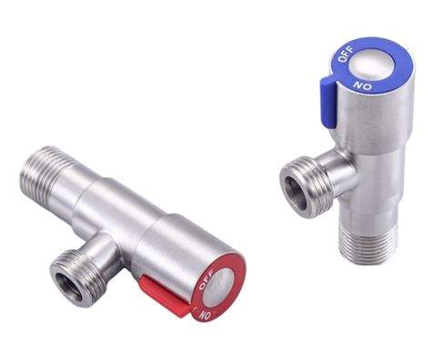 Válvula de ángulo de fundición a presión personalizada 201 Rueda azul Núcleo de cobre Dimensión interna 18 mm